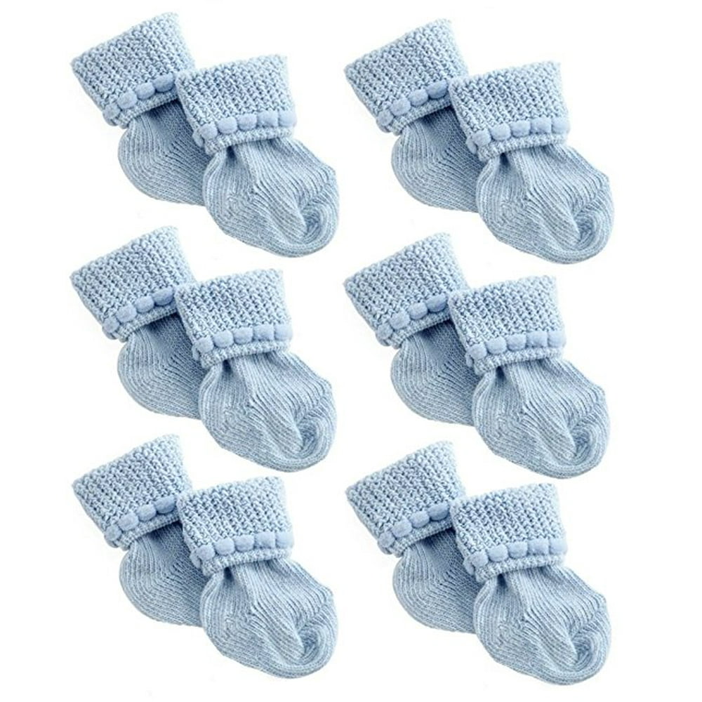 Nurses Choice Blue Newborn Baby Socks By Nurses Choice Includes 6 Pairs of Blue Cotton Socks