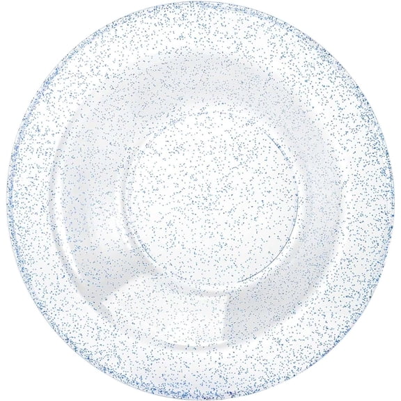 EcoQuality 5 oz Blue Round Plastic Bowl with Glitter Design – Elegant & Disposable Tableware for Parties, Desserts, Snacks & Catering – Weddings, Birthdays, Events – Durable & Stylish Design (10)