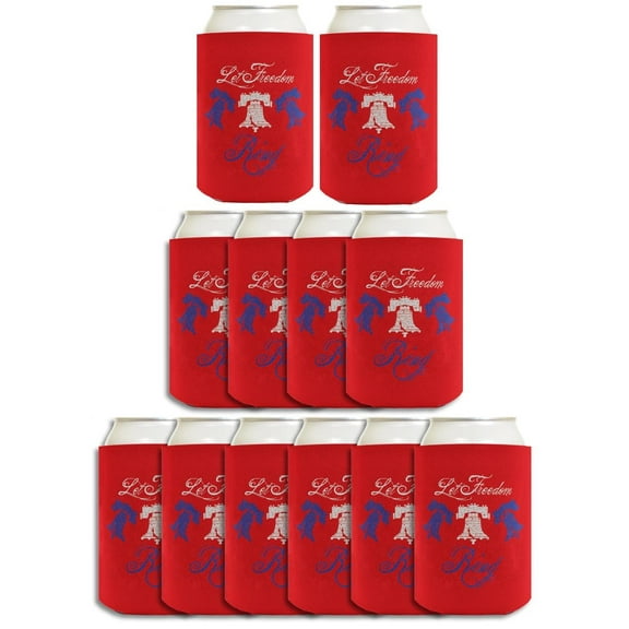 Summer Drink Sleeve Let Freedom Ring Red 12-Pack Can Coolers Coolies