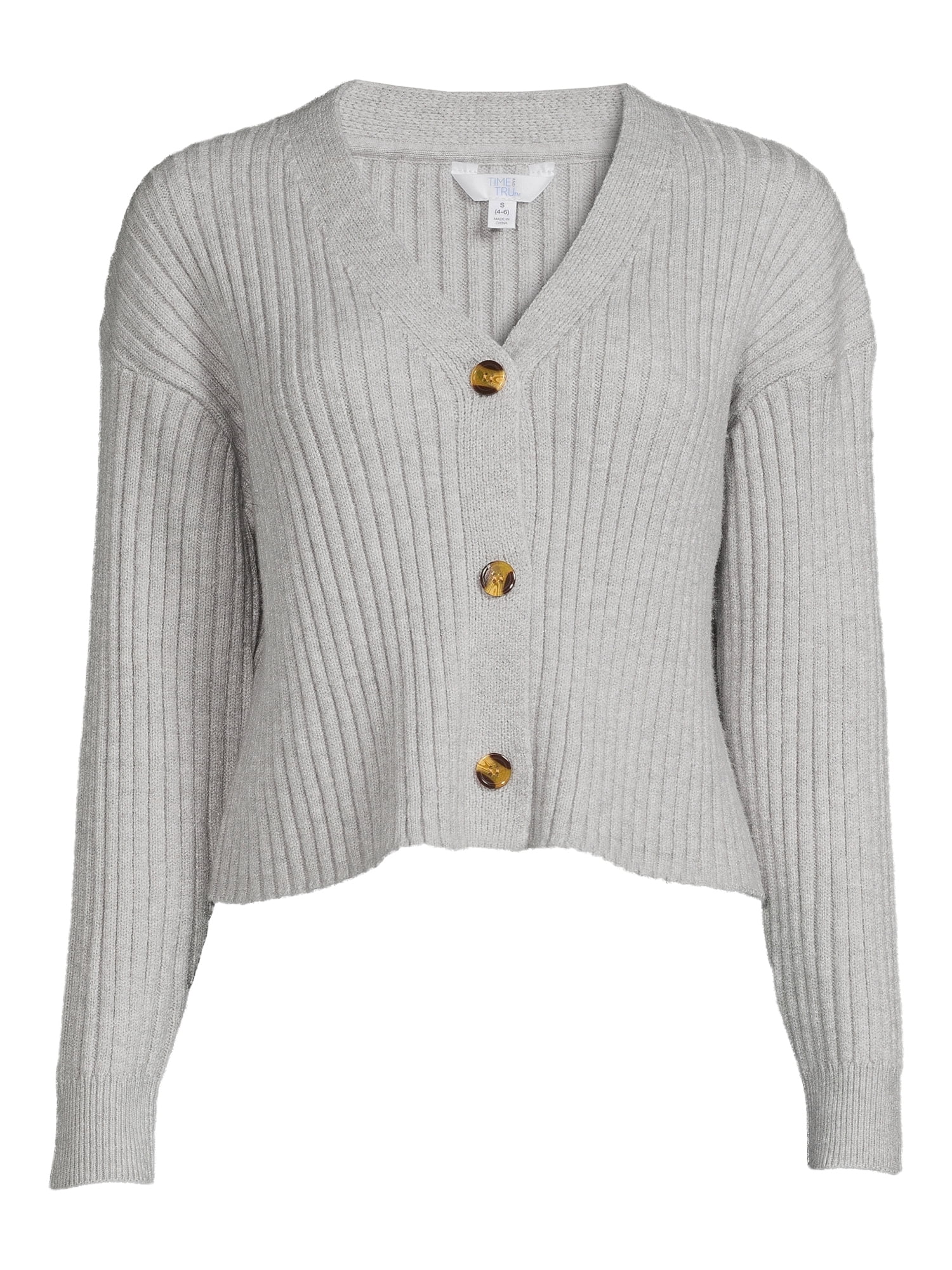 Time and Tru Women's Cropped Cardigan Sweater