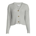 thumbnail image 4 of Time and Tru Long Sleeve Cardigan Crop V-Neck Drop Shoulder Sweater (Women's), 1 Pack, 4 of 5