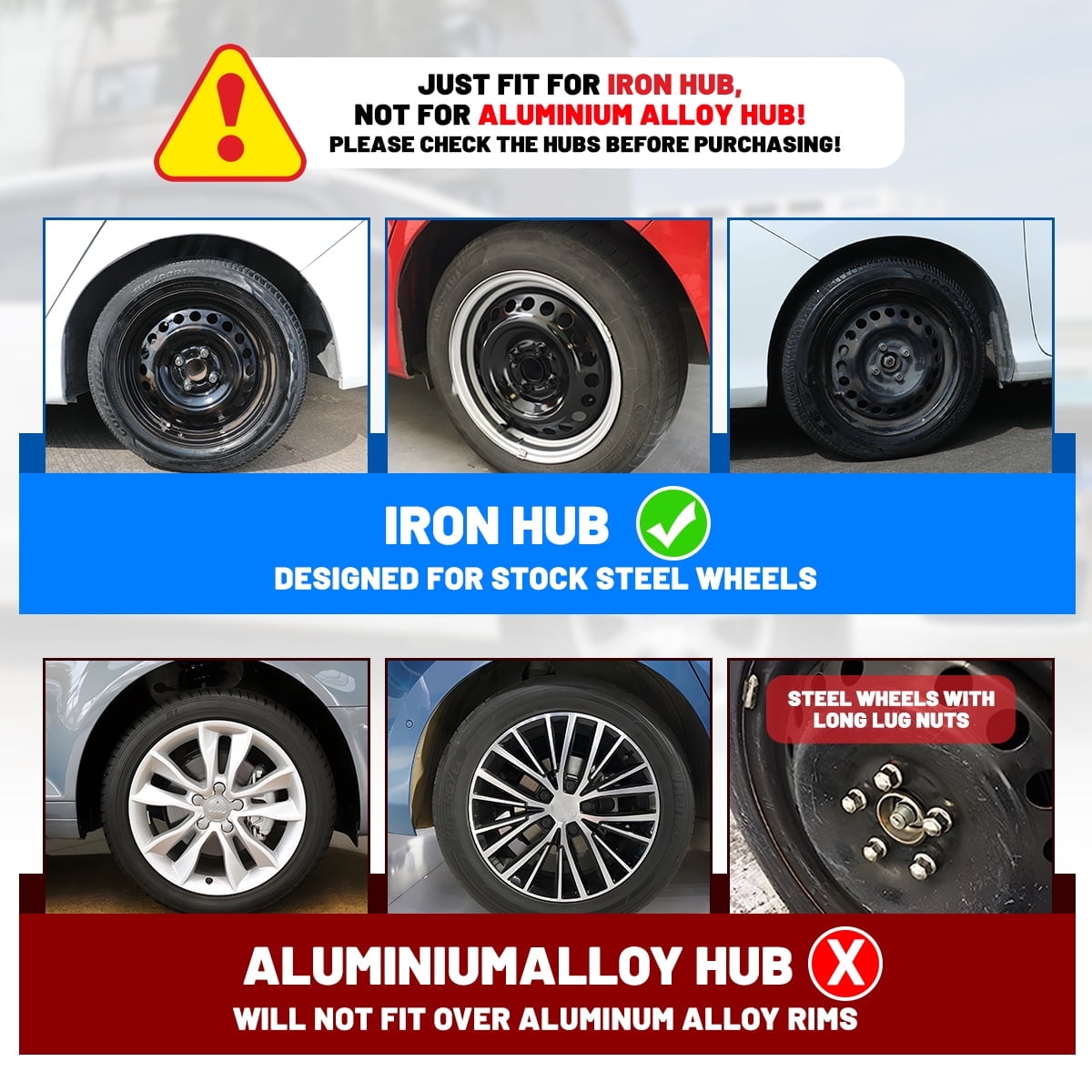 (4 Pack)16 Inch Universal Wheel Rim Cover Hubcaps Snap On Car Truck SUV Fit R16 Tire-BLACK LACQUER & RED LACQUER