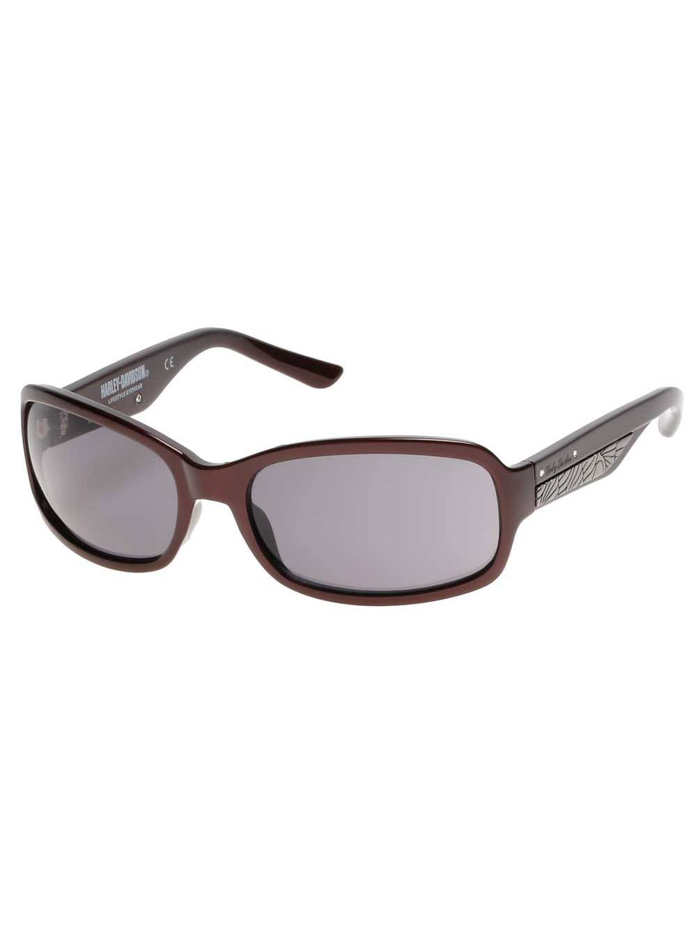 HarleyDavidson Women's Metal Plaque Sunglasses, Burgundy Frame & Smoke