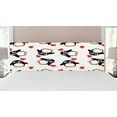 thumbnail image 1 of Sea Animals Headboard, Penguins with Heart Shapes Romantic Valentines Day, Upholstered Decorative Metal Bed Headboard with Memory Foam, King Size, Mustard White Black, by Ambesonne, 1 of 4