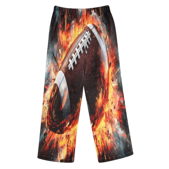 BZSMCE Baseball Explosion Printed Loose Fit Flannel Pajama Pants Soft Plush Elastic Waist Loungewear Bottoms with Side Pockets for Indoor Home Wear