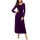 thumbnail image 4 of Vestido largo elástico de terciopelo fruncido de manga larga elegante para mujer Xemadio WRMH-233-8, 4 of 5
