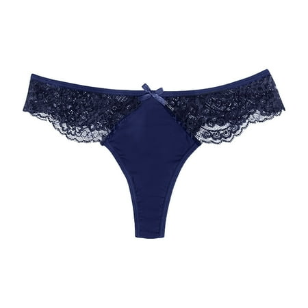 

AOMPMSDX Lingerie Summer Bow Lace Edge Thong Traceless Seamless Solid Color Panties Low Waist Large Size Panties Womens Underwear