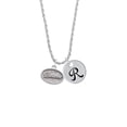 thumbnail image 2 of Delight Jewelry Silvertone Believe - Oval Seal Silvertone Script Initial Disc - R - Charm Necklace, 20"+3", 2 of 4