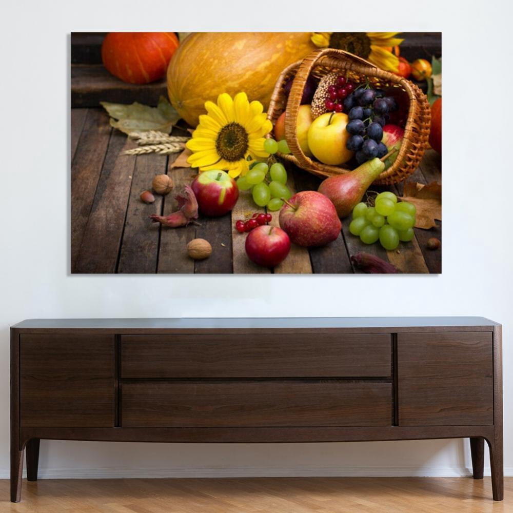 Fruits And Vegetables Sunny Gather on The Table Wall Art Painting The Picture Print on Canvas Food Pictures for Home Decor - 20inch x 28inch