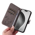 thumbnail image 6 of Allytechgroup for iPhone 16e Case with Credit Card Slot, PU Leather RFID Blocking Wallet Flip Case with Stand Wrist Strap Shockproof Protective Back Cover for iPhone 16e, Gray, 6 of 7