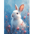 thumbnail image 1 of Qisvanset 12x16 Inch Blue Watercolor Bunny Canvas Wall Art, Whimsical Rabbit Soft Kids Nursery Room Decor, 1 of 8