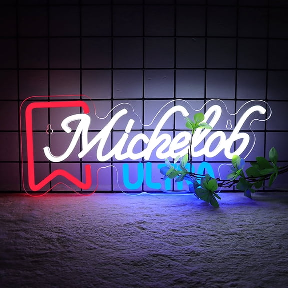 JFLLamp LED Neon Sign Tricolor Red White Blue Light USB Powered Dimmable Wall Decor Acrylic Backboard Hanging Light