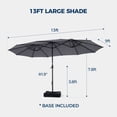thumbnail image 5 of 13ft Patio Umbrella with Base,Double Sided Outdoor Large Rectangular Patio Umbrella with Crank Handle, for Lawn Garden,Home,Outdoor Activities, 5 of 8
