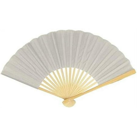

Paperlanternstore.Com Bulk CASE 9 Inch Silver Silk Hand Fans For Weddings (50 Pack)