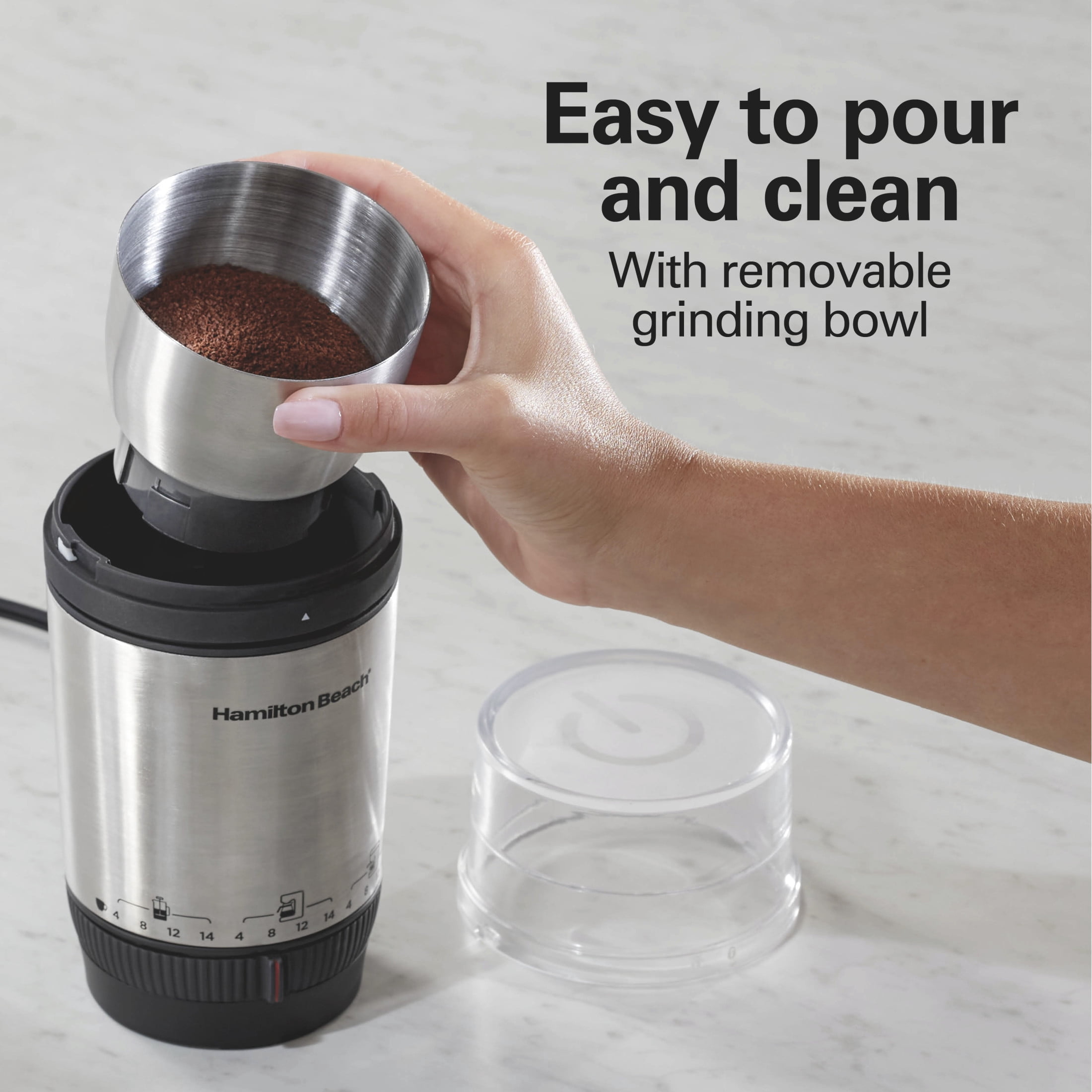 Hamilton Beach Custom Grind Electric Coffee Grinder, 14 Cups, Stainless Steel