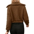 thumbnail image 4 of hirigin Women Plush Short Coat, Long Sleeve Lapel Zipper Spring Street Casual Party Chest Pockets Cardigan, 4 of 8