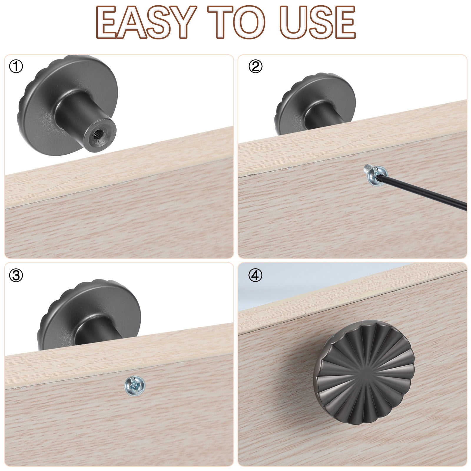 Uxcell Round Drawer Knobs Zinc Alloy Drawer Knobs Drawer Handles with Screws, 1.5 Inch Fit for Cabinets Drawers Wardrobes - Round(6 Pack, Brushed Gold)
