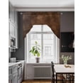 thumbnail image 3 of Retro Wooden Board Swag Valances for Windows, Small Curtains Drapes, Western Country Farmhouse Brown Wood Kitchen Window Curtains Over Sink Window Treatment Valance for Bedroom/Bathroom 56"x36", 3 of 5