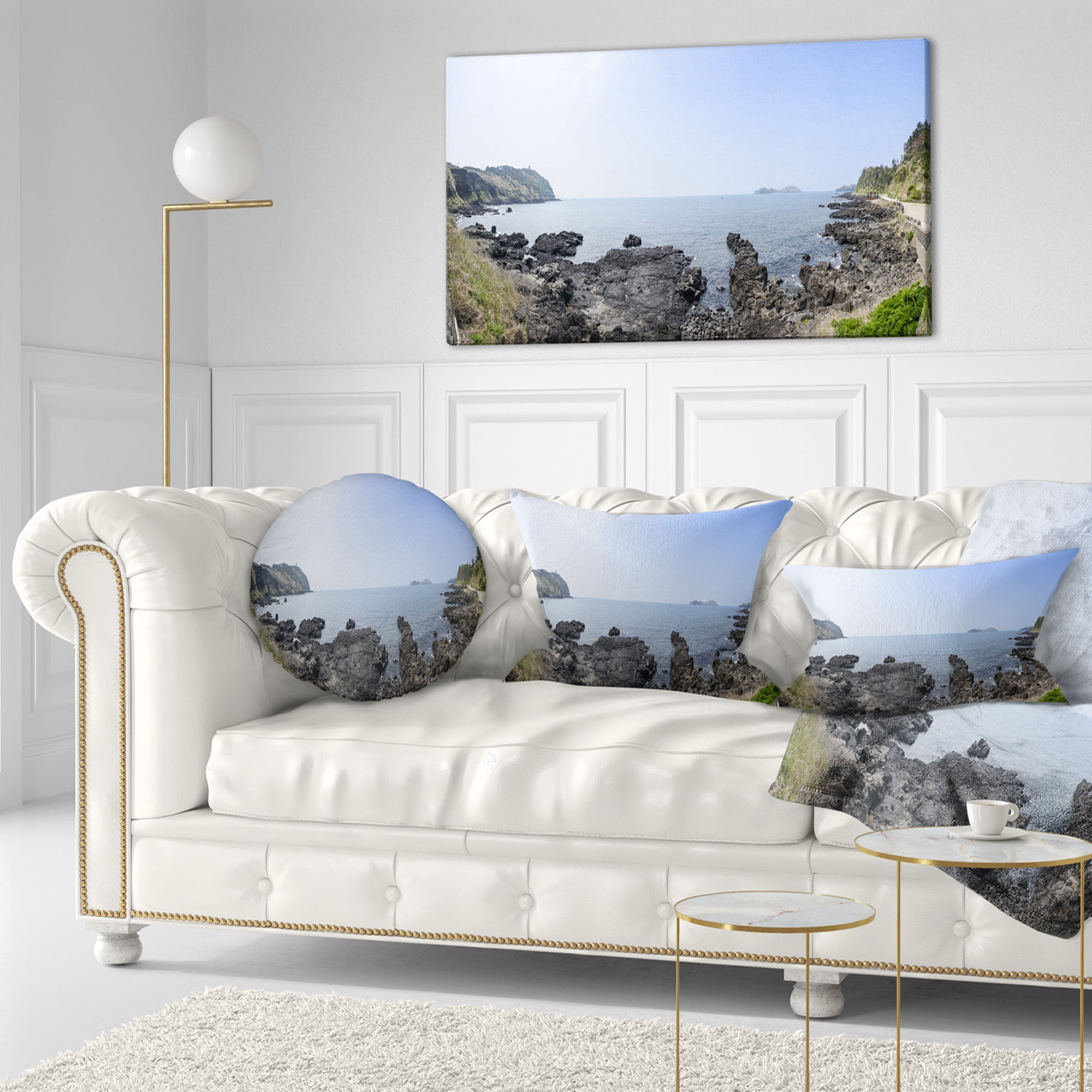 Designart Landscape of Olle Walking Path - Oversized Beach Throw Pillow - 12x20
