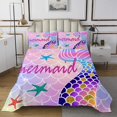 thumbnail image 1 of Mermaid Tail Quilt Set Nautical Sea Animal Bedspread Set Queen,Starfish Coverlet Set Coastal Fish Scale Quilted Ocean Room Decor, 1 of 3
