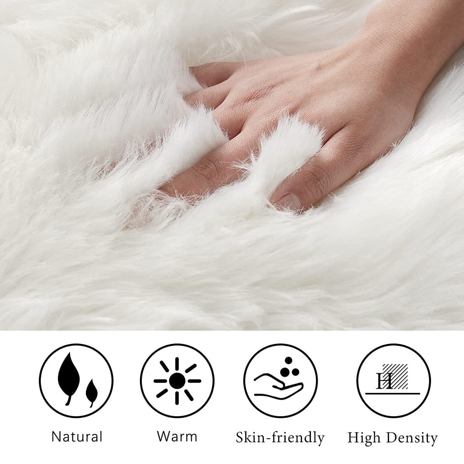 Faux Fur Rug, Fluffy Shaggy Area Rug Ultra Soft 2 x 6 Feet Sheepskin Fur Rug, White Fuzzy Rug Machine Washable Shag Rug, Decor Throw Rugs for Bedroom, Room, Living Room,White