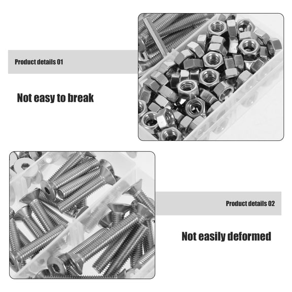 Hemoton 260-Piece M5 Socket Countersunk Bolts and Nuts Assortment Kit for Machine Screws Fastener Set