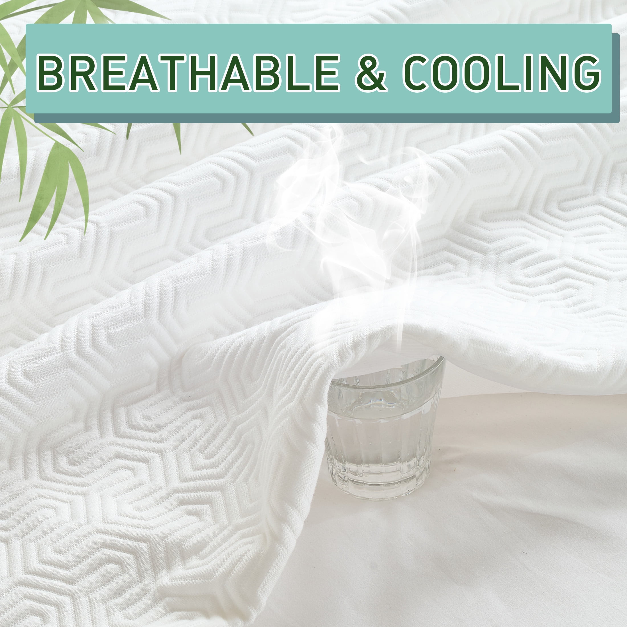 CIVETET Queen Mattress Protector Waterproof, 3D Air Bamboo Mattress Cover, Fitted Sheet Style Cooling Mattress Pad with 18" Deep Pocket, Noiseless, Breathable (60'' X 80'')
