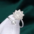 thumbnail image 2 of Anillo de loto grabado El verdadero amor espera a florecer Anillo ajustable de loto, 2 of 5