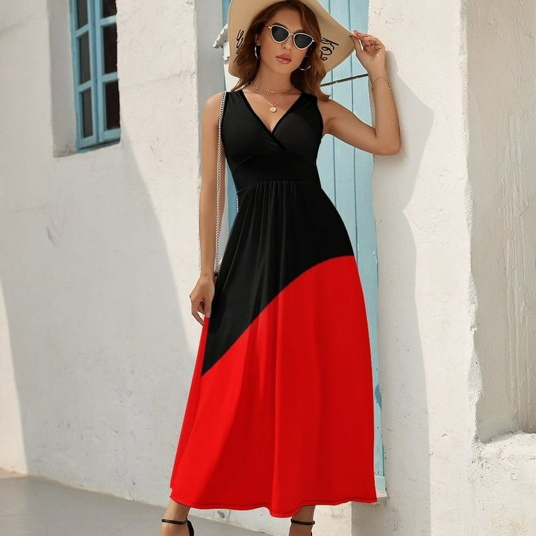 Red and black summer dress clearance
