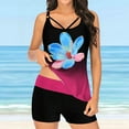 thumbnail image 2 of Tankini Swimsuits for Women Plus Size Print Strappy Back Set Two Piece Swimdress Panty Bathing Bathing Suits, 2 of 7