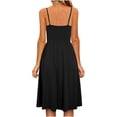 thumbnail image 4 of Jienlioq Robe Femme Grande Taille Liquidation Mode Femme Bouton Été Bord de Mer Bretelles Sans Manches Col en V Couleur Unie Robe Décontractée, 4 of 6
