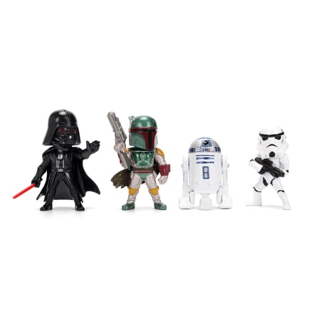 Star Wars Metalfigs Single Pack PDQ W1 – Darth Vader, Stormtrooper, R2-D2, Boba Fett (Classic) Die-Cast Figures 2.5” Scale – Stylized Display Set by Jada Toys