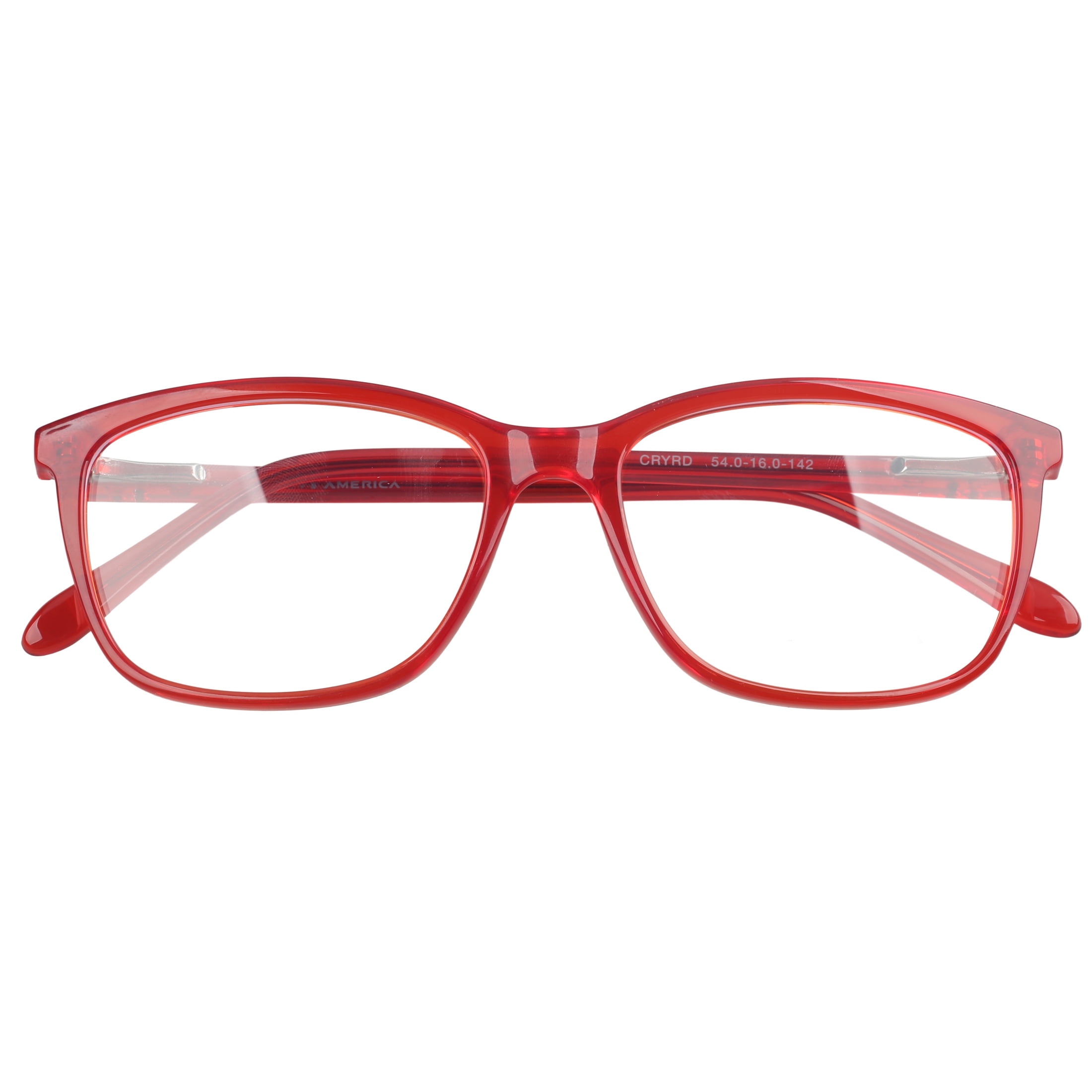 Women's M America Linden Rx'able Eyeglasses, Square, Plastic, Red Crystal, 1 Pair