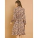 thumbnail image 5 of Vestido con cinturón y estampado floral vintage de manga larga y gasa con cuello anudado para mujer Amarillo XL, 5 of 7
