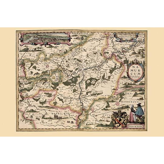 Map of Belgium & Namur-Fine art canvas print (20" x 30")
