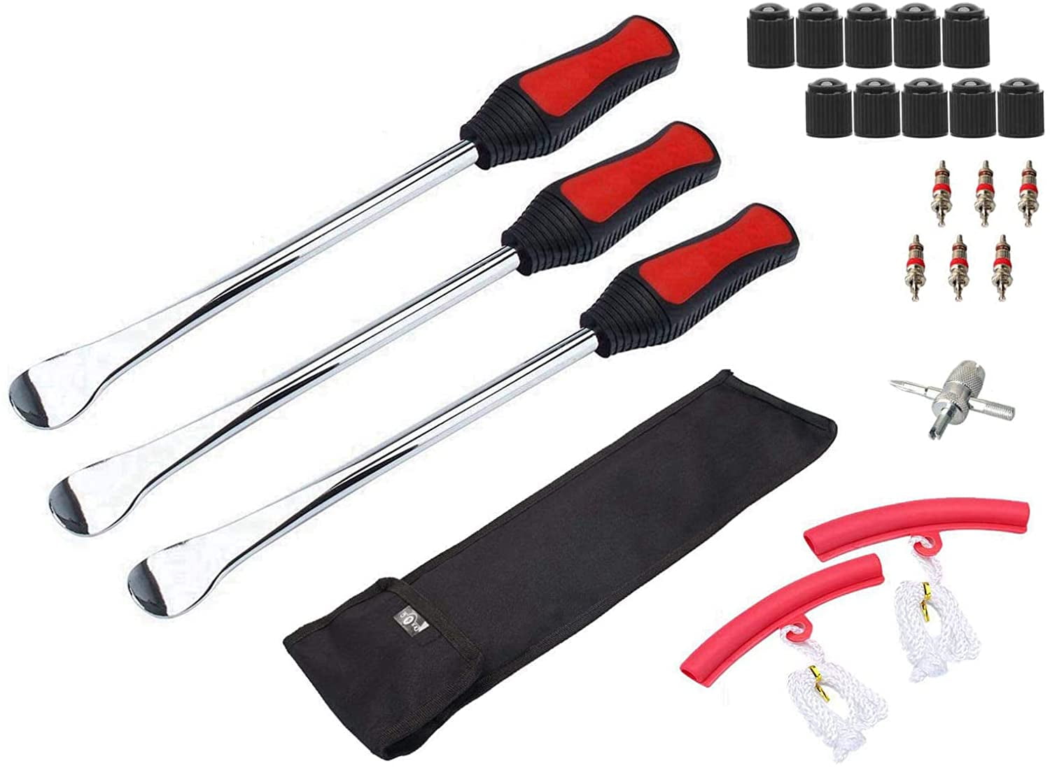 RuggedXL Tire Iron Spoon Lever Kit, Rim Protectors, Valve Tool, Valve