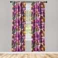 thumbnail image 3 of Ambesonne Floral Curtains, Colorful Iris Flowers Art, Pair of 28"x63", Pale Purple Olive Green, 3 of 5