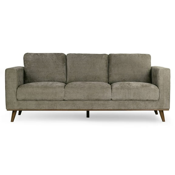 Glamour Home Bishop Brown Corduroy Twill Fabric Sofa with Walnut Wood Legs