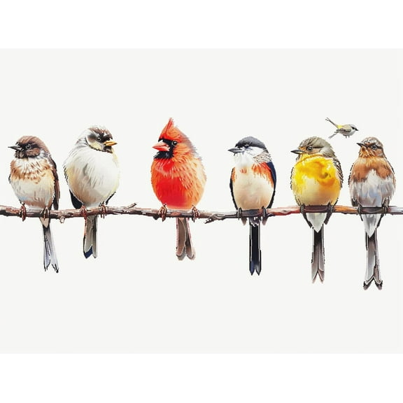 A Row of Colorful Birds Perched on Branches DIY 11CT Stamped Cross Stitch Kits for Beginners Easy Needlepoint Embroidery Counted Cross Stitch Art Craft for Wall Decoration 12x16inch(1)