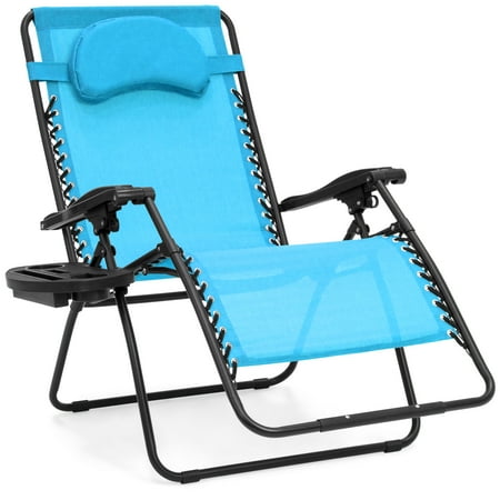 Best Lawn Chair Best Choice Products Oversized Zero Gravity Outdoor Reclining Lounge Patio Chair w/ Cup Holder - Blue ()