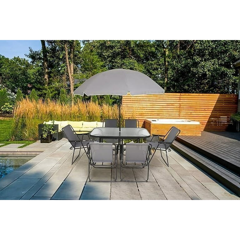 cheap patio set with umbrella Paloma Patio Dining Table, Chairs & Umbrella 7-Piece Set