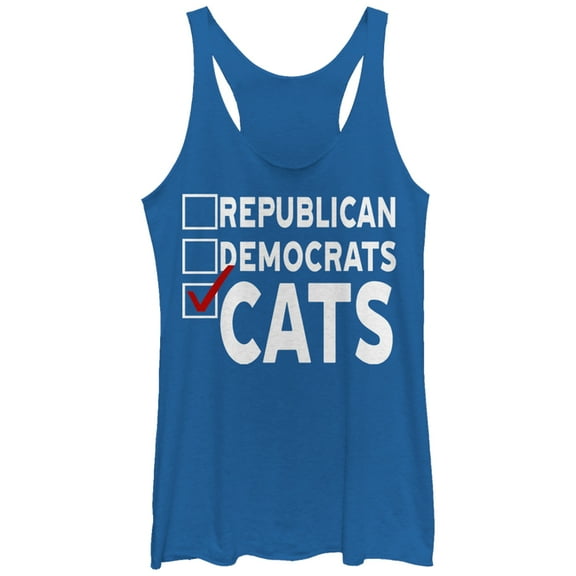 Women's Lost Gods Election Vote Cats  Racerback Tank Top Royal Blue Heather Medium