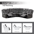 thumbnail image 4 of Hybition Manual Recliner Sectional Sofa Set PU Leather L-Shaped Couch Gray, 4 of 8