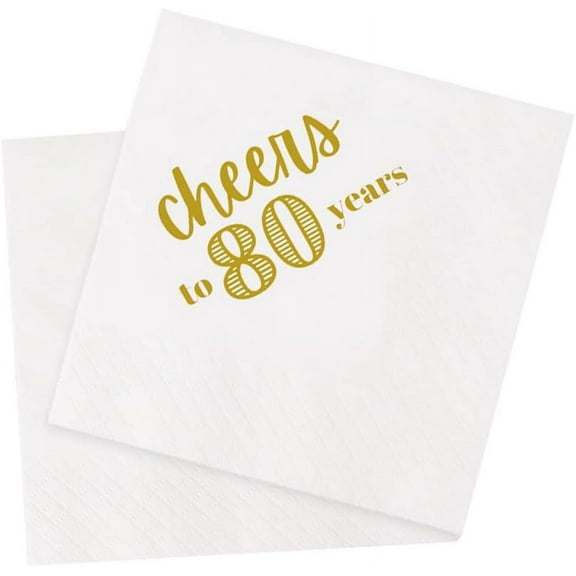 20pcs 80th Birthday Cocktail Napkins Cheers To 80 Years Birthday Paper Disposable Party Napkins for His Her 80th Birthday Party Table Decorations 5 x 5 (Cheers To 80 Years) 5"x5"
