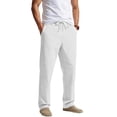 thumbnail image 3 of Hesxuno Men Straight Leg Nylon pants Elastic Drawstring Waist Pants Solid Summer Pants with Pockets Casual Comfy Lightweight Pants White XL, 3 of 4
