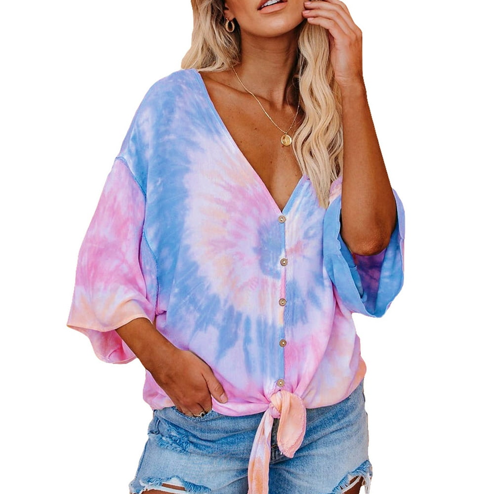 womens three quarter sleeve tops