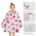 thumbnail image 6 of Pink Football and Flowers Pattern Blanket Hoodies for Kids 6-13YR Oversize Wearable Blanket Hoodies for Boys Girls Teens, 6 of 7