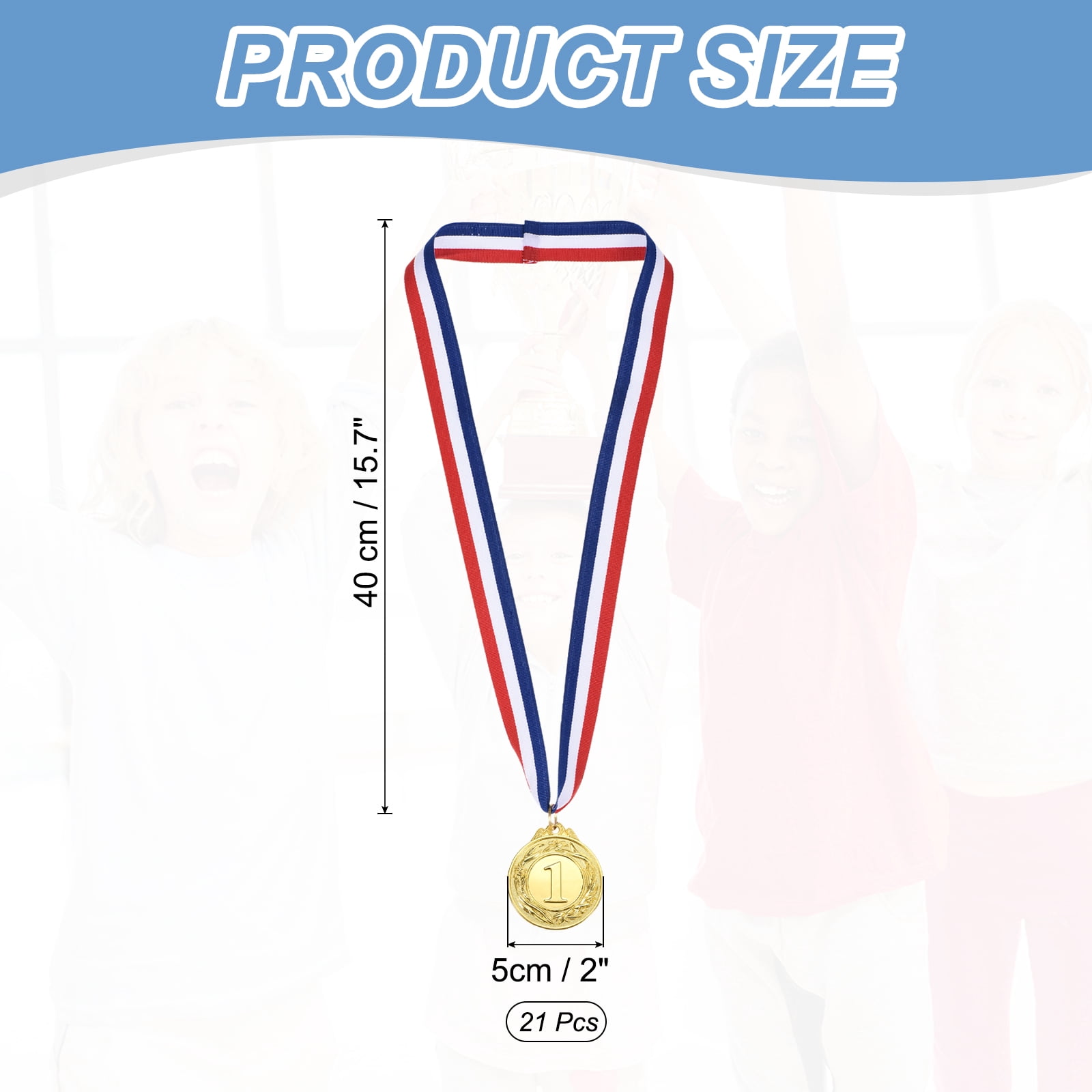 Uxcell Award Metal, Winner Award Medals Prize with Neck Ribbons Red White Blue Gold