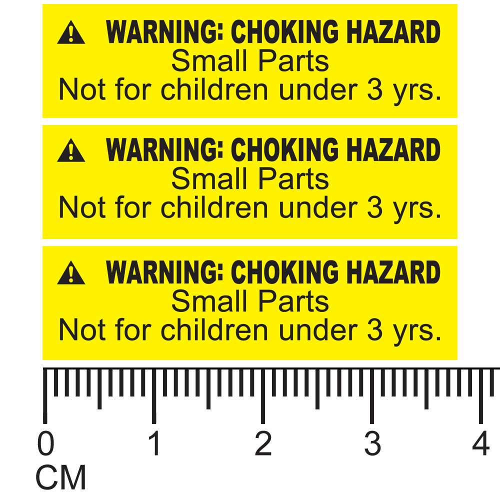 ASTM Compliant 1 Roll of 1,000 Warning Choking Hazard Small Parts Not for Children Under 3 Years 1.5" x 0.4" Stickers Adhesive Labels (Yellow Background/Black Text)