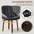thumbnail image 3 of Fahomiss Swivel Dining Chairs Set of 6, Mid-Century Modern Black Leather Kitchen Chairs with Bentwood Legs, 3 of 8